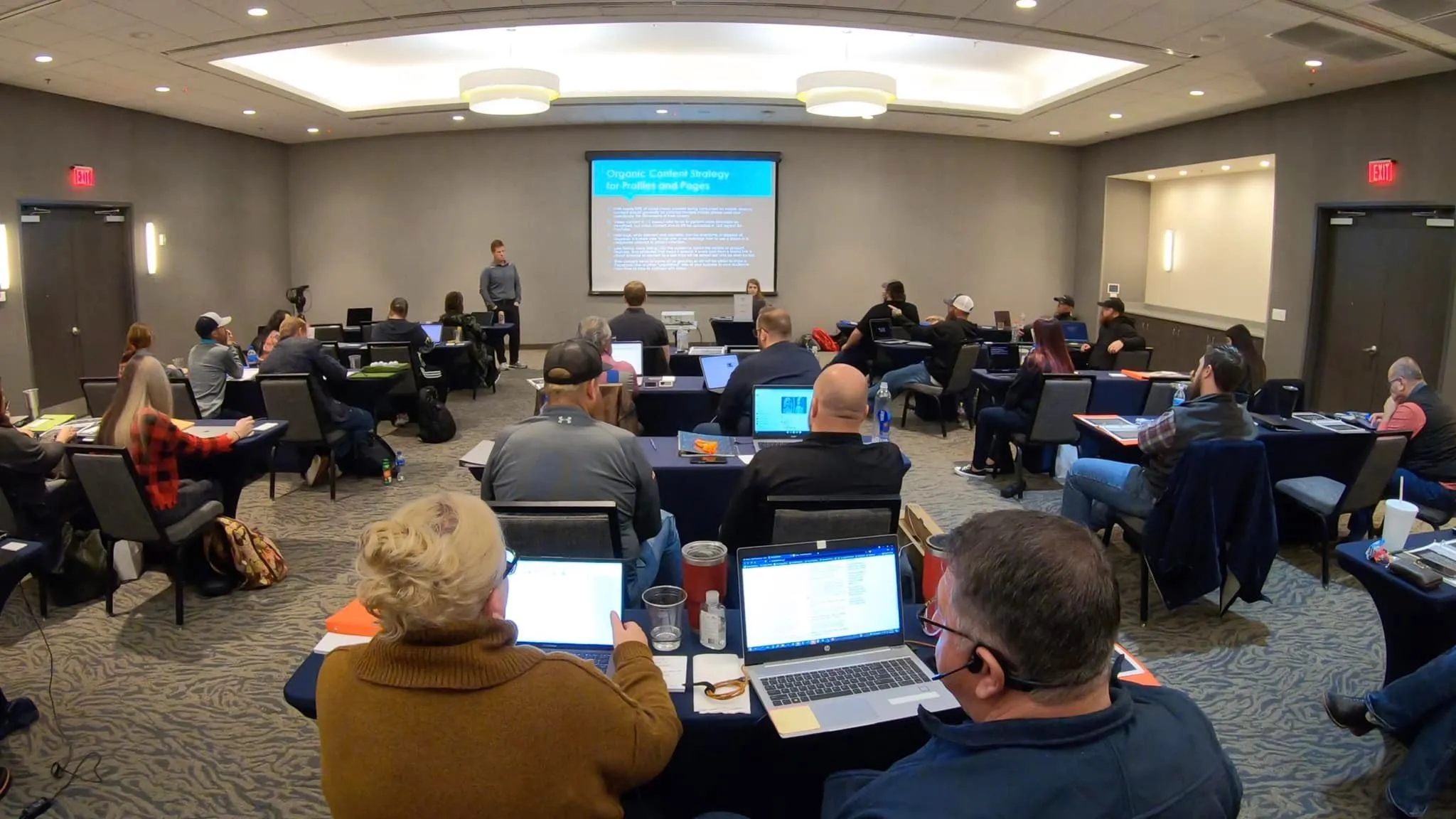 Jared Guynes presenting a Masters Class to small business owners in a conference room